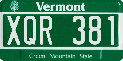VT license plate XQR381