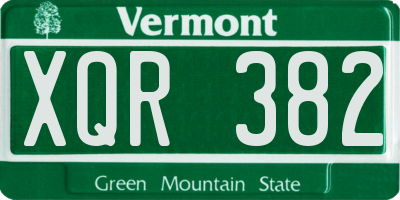 VT license plate XQR382