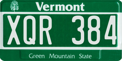 VT license plate XQR384