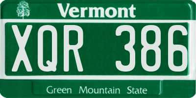 VT license plate XQR386