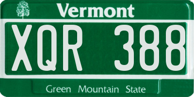VT license plate XQR388