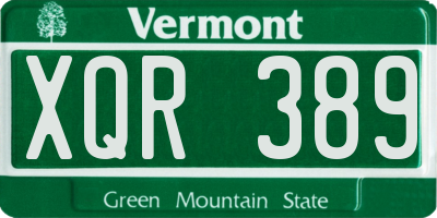 VT license plate XQR389
