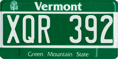 VT license plate XQR392