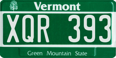 VT license plate XQR393