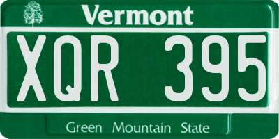 VT license plate XQR395