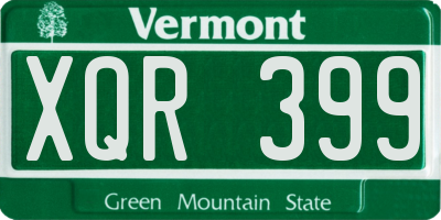 VT license plate XQR399