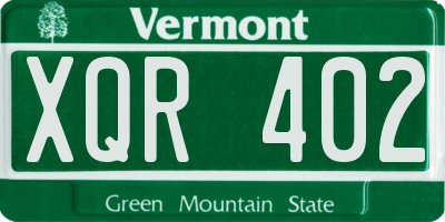 VT license plate XQR402