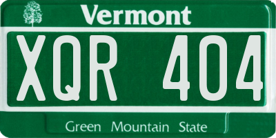 VT license plate XQR404