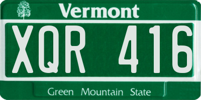 VT license plate XQR416