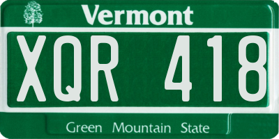 VT license plate XQR418
