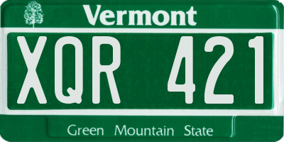 VT license plate XQR421