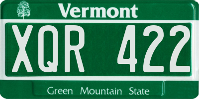 VT license plate XQR422