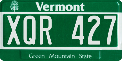 VT license plate XQR427
