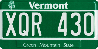 VT license plate XQR430