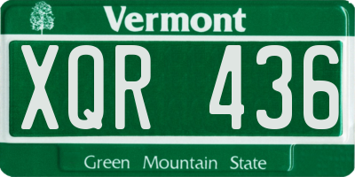 VT license plate XQR436