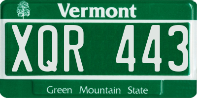 VT license plate XQR443