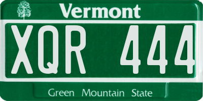 VT license plate XQR444