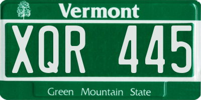 VT license plate XQR445