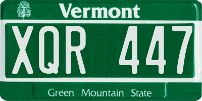 VT license plate XQR447