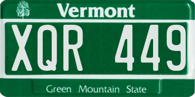 VT license plate XQR449