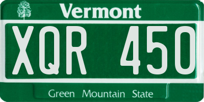 VT license plate XQR450