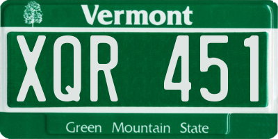 VT license plate XQR451