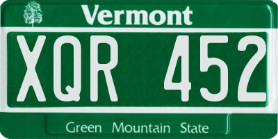 VT license plate XQR452