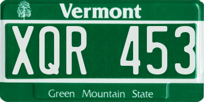 VT license plate XQR453