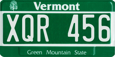 VT license plate XQR456