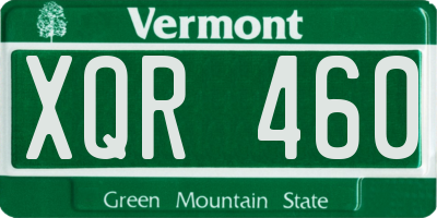 VT license plate XQR460