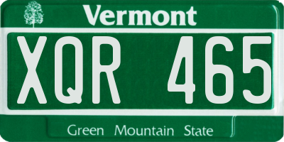 VT license plate XQR465