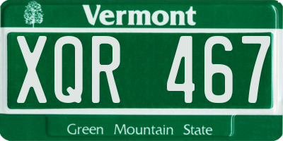 VT license plate XQR467