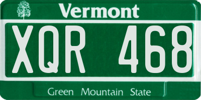VT license plate XQR468