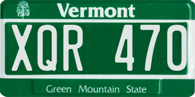 VT license plate XQR470