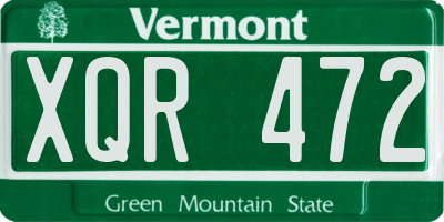 VT license plate XQR472