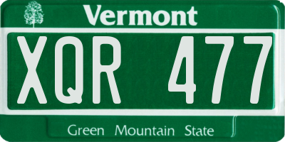 VT license plate XQR477