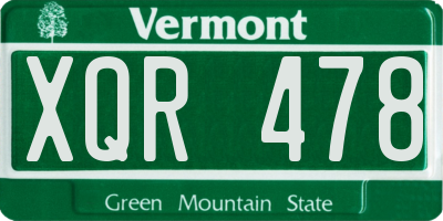 VT license plate XQR478