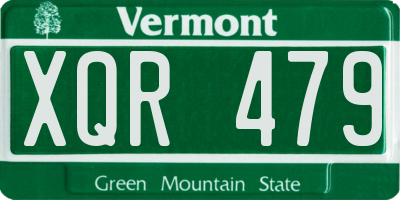 VT license plate XQR479