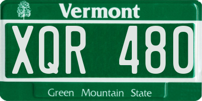VT license plate XQR480