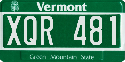 VT license plate XQR481