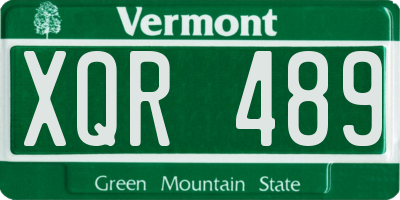 VT license plate XQR489