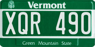 VT license plate XQR490
