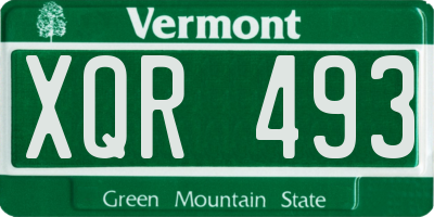 VT license plate XQR493