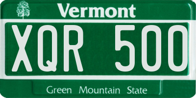 VT license plate XQR500