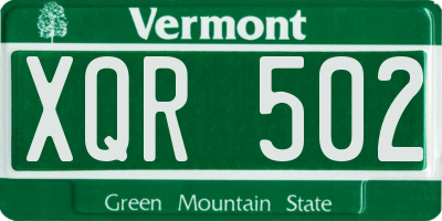 VT license plate XQR502
