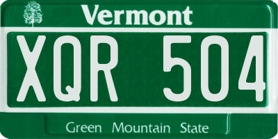 VT license plate XQR504