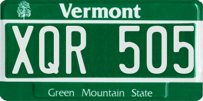 VT license plate XQR505