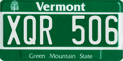 VT license plate XQR506