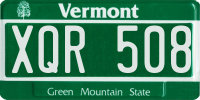 VT license plate XQR508
