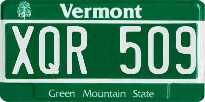VT license plate XQR509